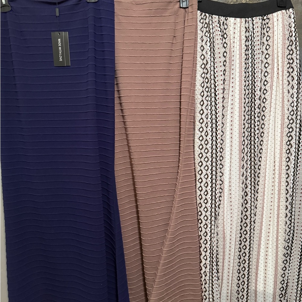 Elegant Women's Skirt Collection - Navy, Taupe, and Patterned
